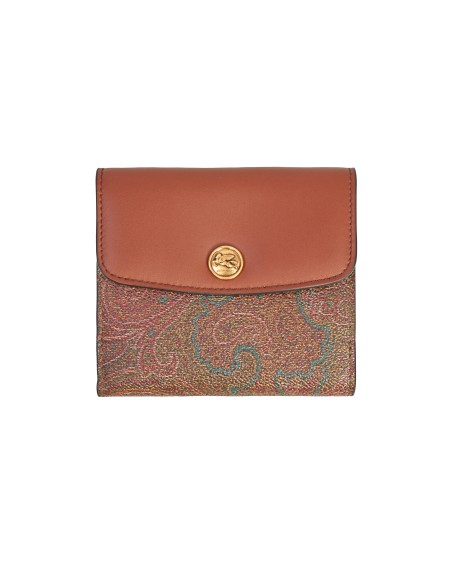 Shop ETRO  Portafoglio: Etro paisley wallet.
Exterior: Paisley fabric: Front: 76% cotton, 24% polyester
Back: 100% cotton
Coating_PVC
Details: 100% calf leather
  Interior: Faux leather: 100% nylon
Press button closure
Metal accessories with golden finish
Dimensions: 11.5x10cm.
Made in Italy.. 1N925 8502-0100